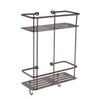 double tier square shower basket wall mounted - bronze