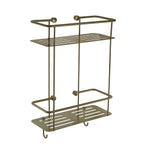 double tier square shower basket wall mounted - brushed  brass