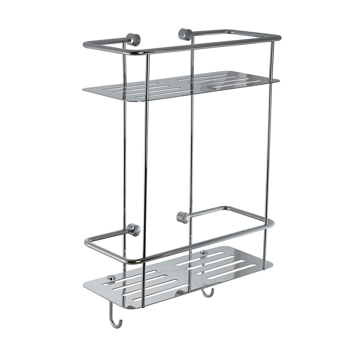 double tier square shower basket wall mounted - chrome