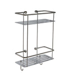 double tier square shower basket wall mounted - stainless steel