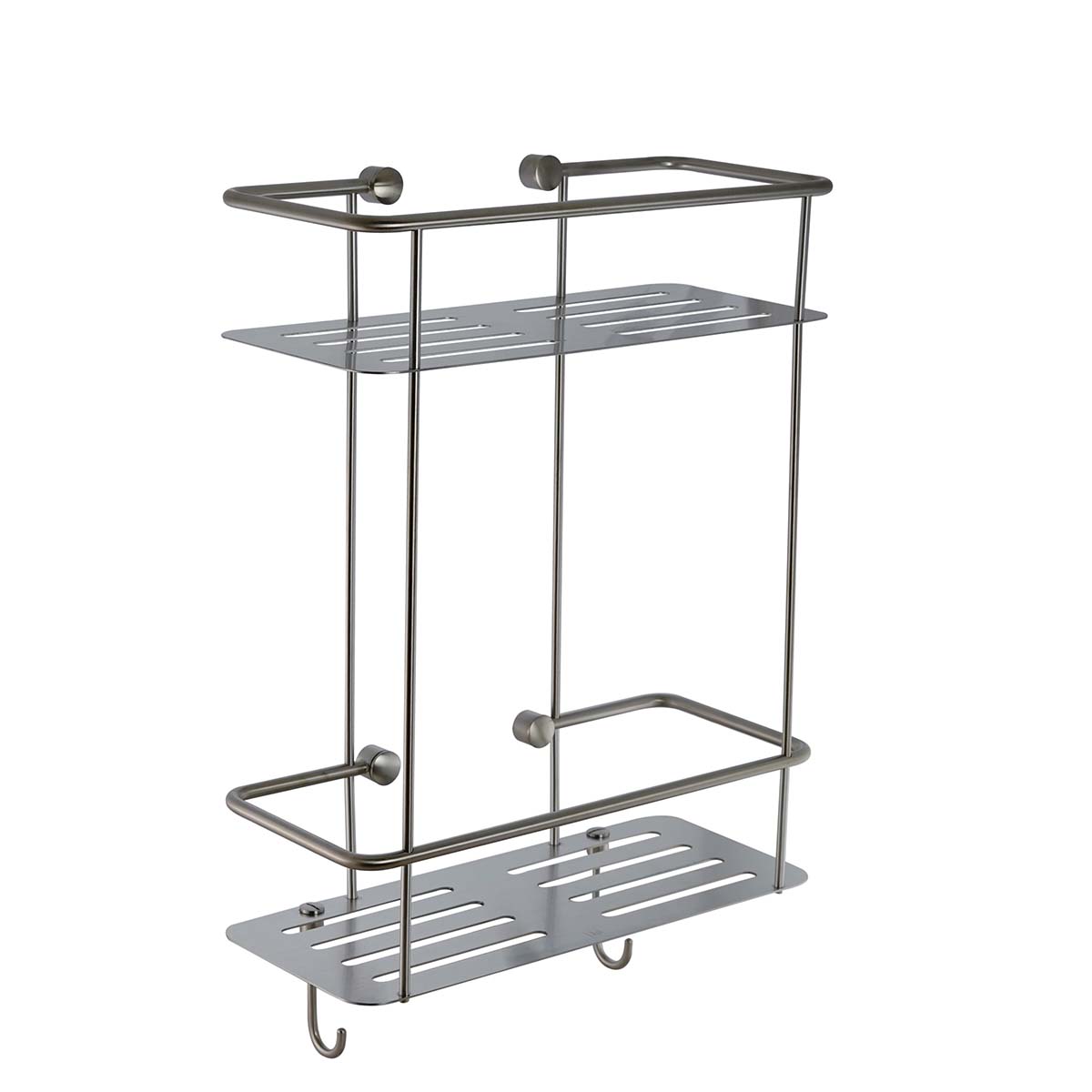 double tier square shower basket wall mounted - stainless steel