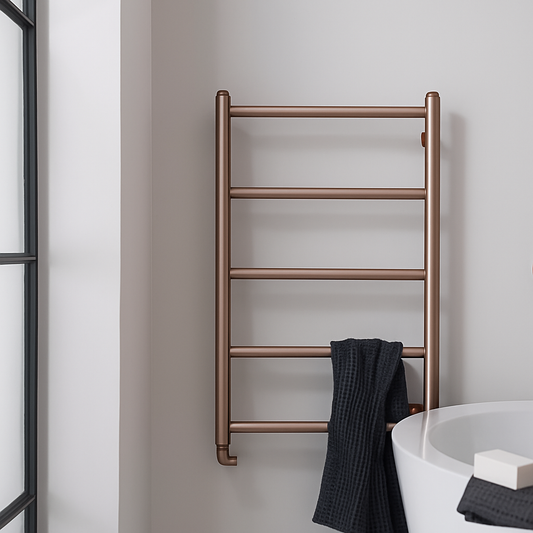 Brushed Bronze Towel Radiator Vertical 800mm x 500mm - Dual Fuel