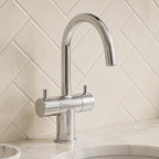Dual Lever Basin Mixer Tap with Swivel Spout - Chrome