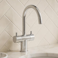 Dual Lever Basin Mixer Tap with Swivel Spout - Chrome