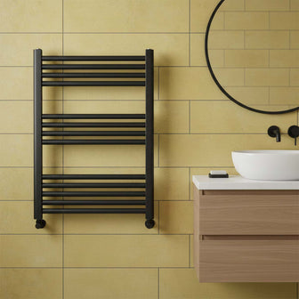 dual fuel black heated towel rail radiator  Main image