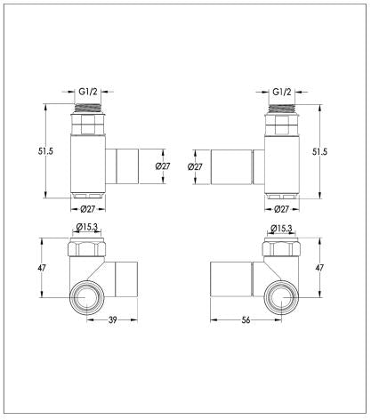 Dual Fuel heated towel rail valves