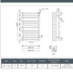 dual fuel stainless steel towel rail 800 x 500