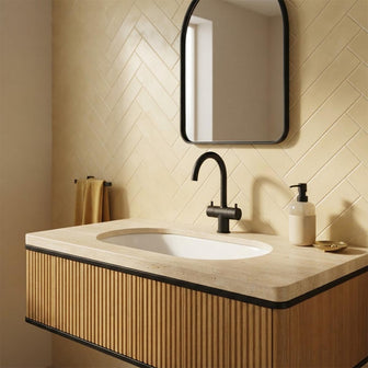 Twin Lever Basin Mixer Tap with Swivel Spout - Matt Black Secondary image