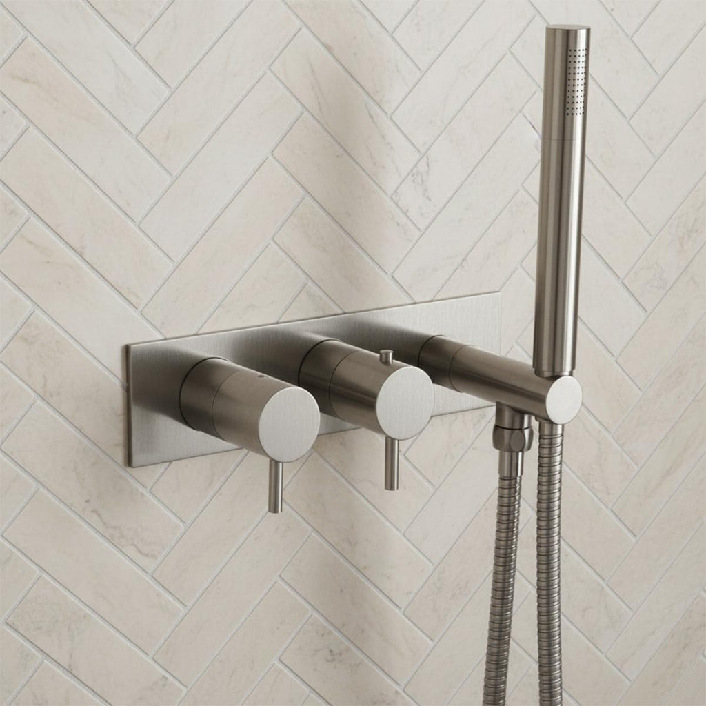 dual outlet concealed shower valve stainless steel