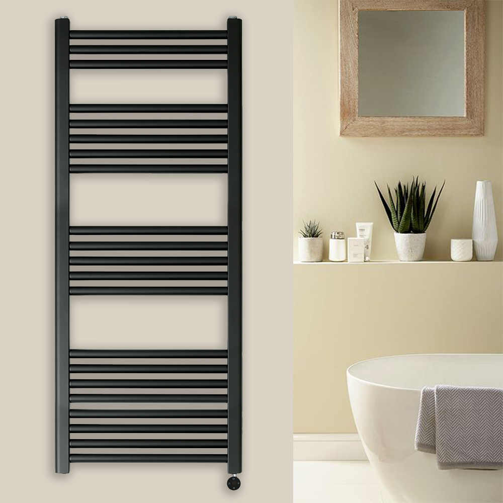PrimeHeat Electric Towel Warmer Rail Matt Black – 1200mm x 500mm Secondary image