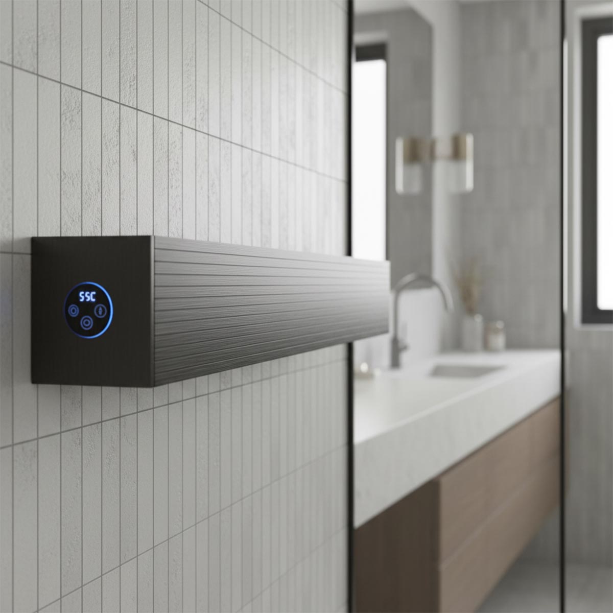 electric heated towel bar -brushed  black