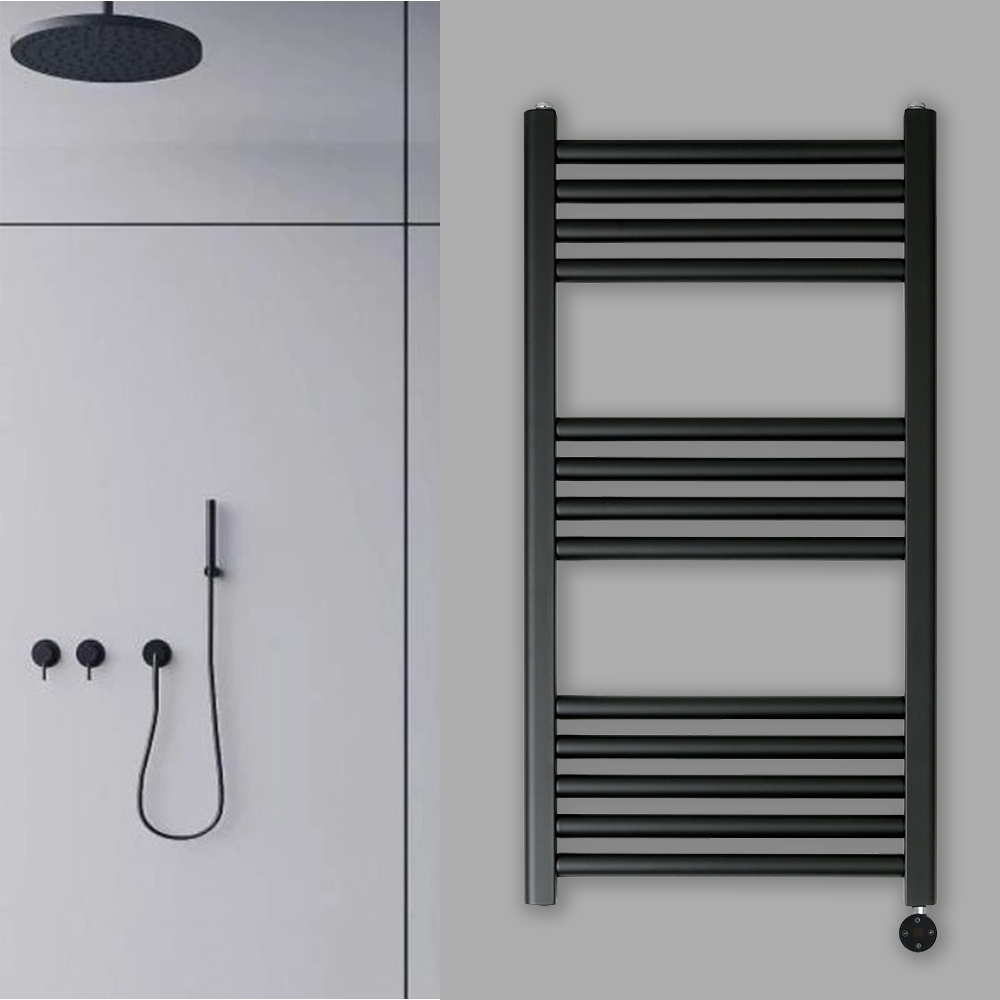 matt black electric radiator towel rail