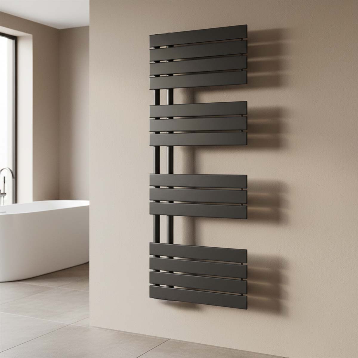 flat bars brushed black towel radiator dual fuel 