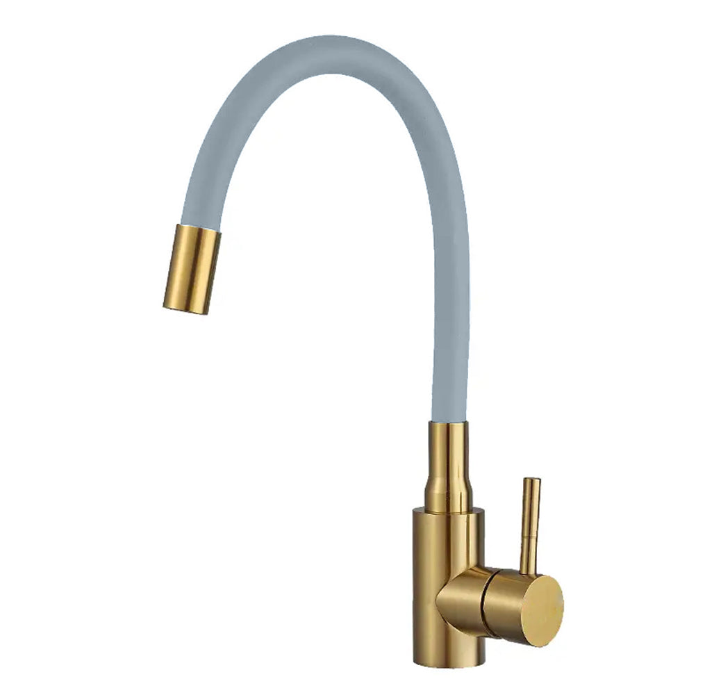 flexible_kitchen_mixer_tap_gold_body_grey_tube