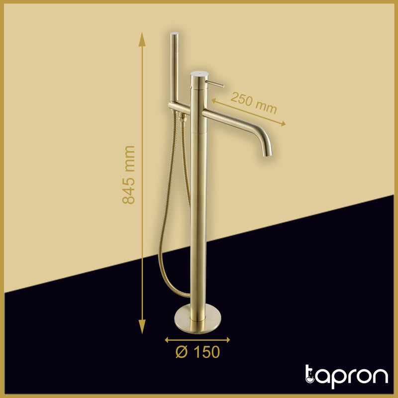 Gold Freestanding Bath Shower Mixer Tap -Tapron
