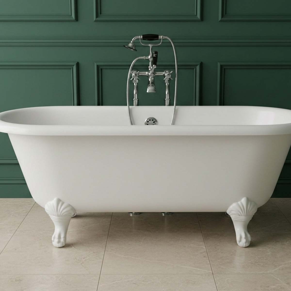 floor standing lever bath tap with shower - chrome 