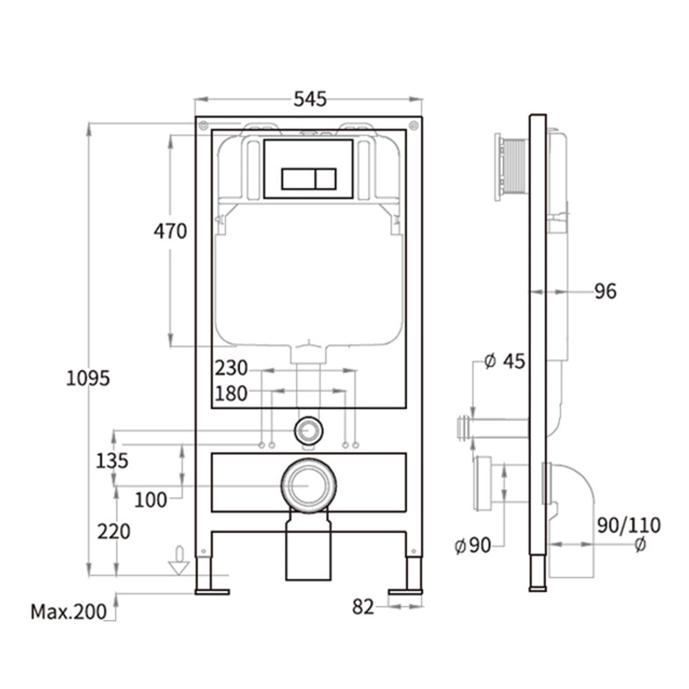 cistern frame 1095mm technical 