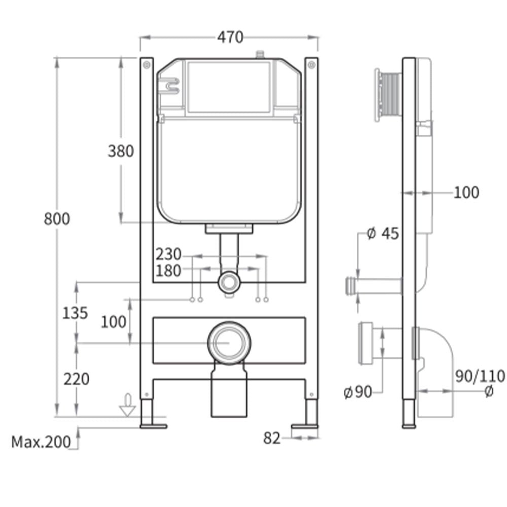 Toilet Cistern with Concealed Frame - 800mm Secondary image