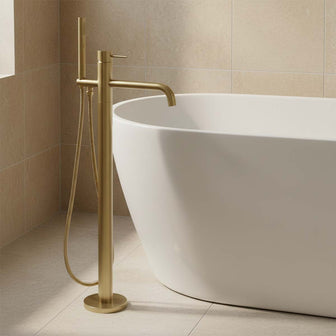 brushed brass freestanding bath tap Main image