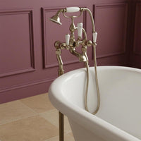 free standing bath tap with shower attachment kit - nickel 