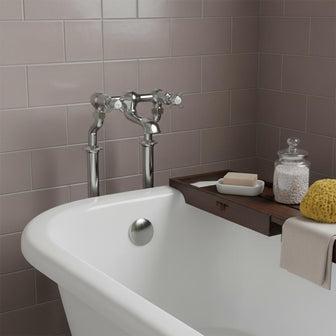 Traditional Floor Standing Bath Filler Tap with Pinch Handles - Chrome Finish Secondary image