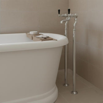 Traditional Freestanding Bath Mixer Tap with Black Lever Handles – Chrome Secondary image