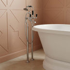 free standing two outlet lever bath tap with shower - chrome 