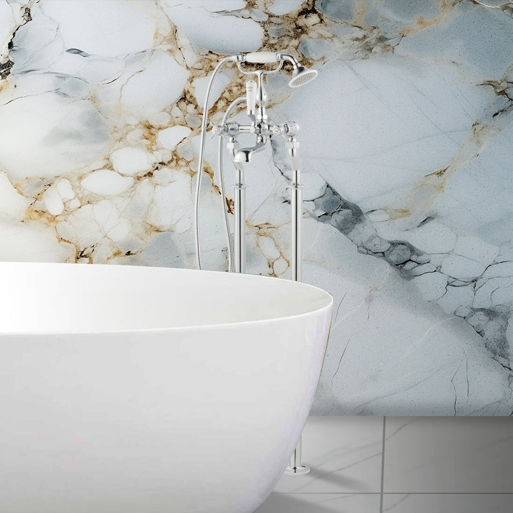 Traditional Freestanding Bath Shower Mixer with Shower Kit - Chrome Secondary image