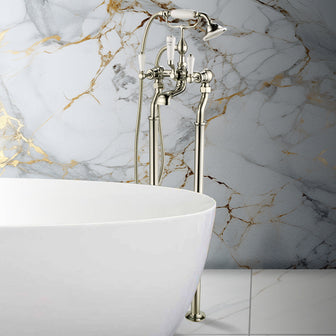 Floorstanding Bath Shower Mixer - Brushed Nickel Main image