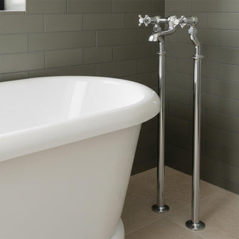 Traditional Freestanding Bath Filler Tap with Dual Crosshead Handles – Chrome Secondary image