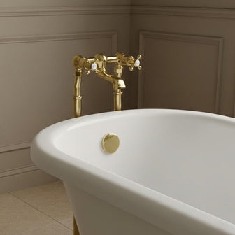 freestanding bath tap with crosshead handles - gold  Main image