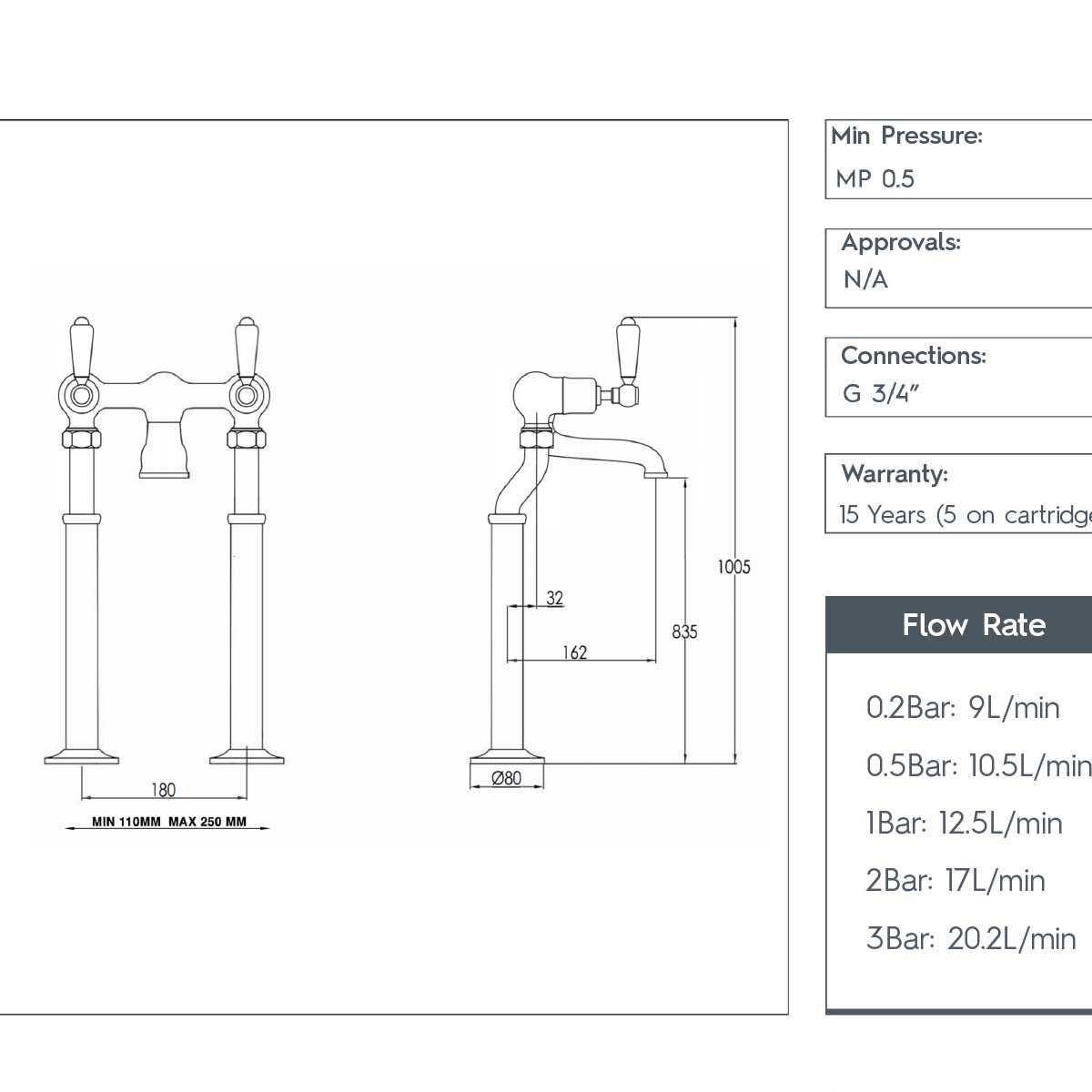 Brushed Nickel Freestanding Bath Filler Secondary image
