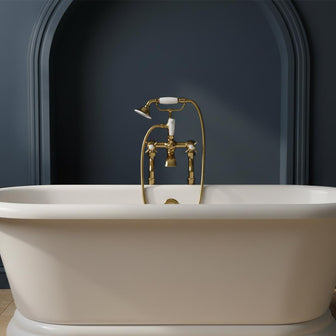 freestanding bath tap with shower - gold  Main image