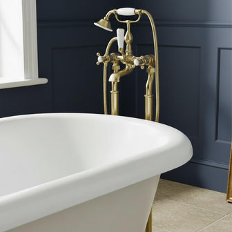 freestanding bath tap with shower handset - gold Main image