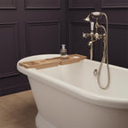 freestanding bath tap with shower head attachment - nickel 