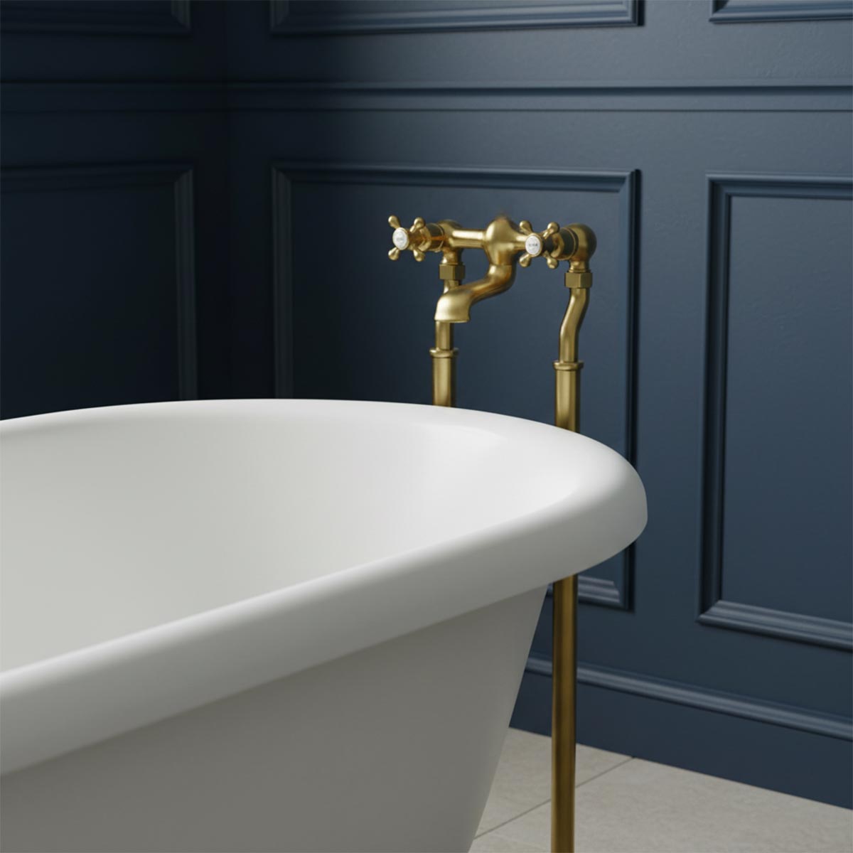 freestanding bath taps brushed brass