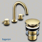 Gold Deck Mounten Basin Tap Gold Unslotted Waste
