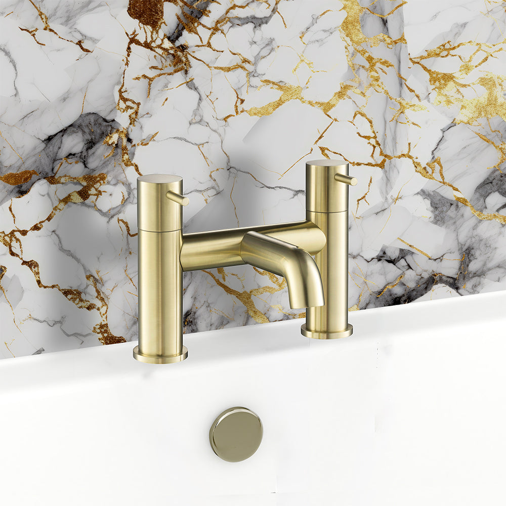 gold deck mounted bath filler tap