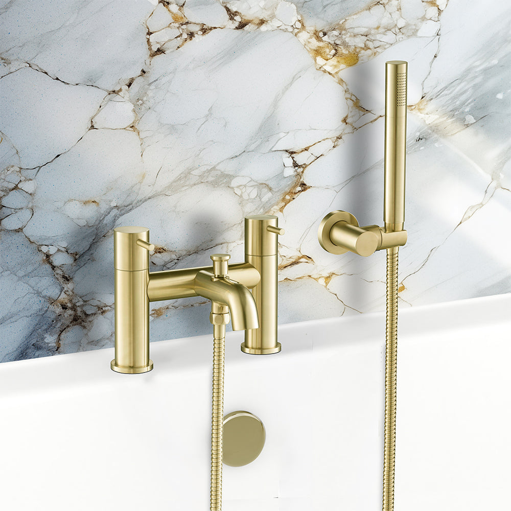 Gold bath shower mixer tap with kit