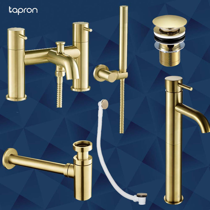 gold bath shower mixer taps, click clack bath waste,  Gold Basin Waste, Bottle Traps, Gold Basin Mixer Tap
