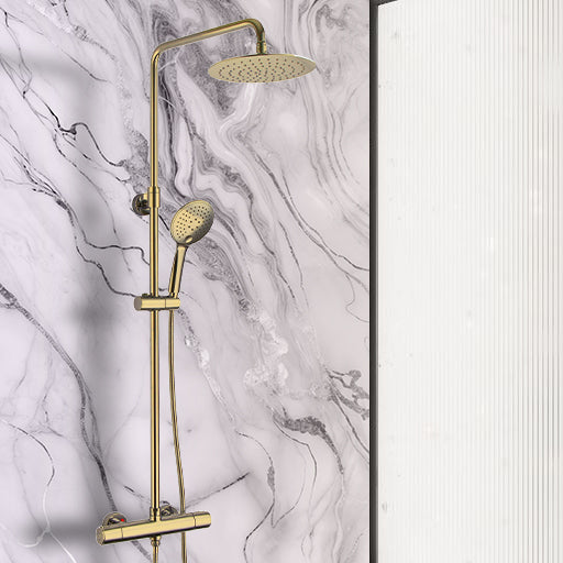 Gold Thermostatic Shower Kit with Adjustable Riser