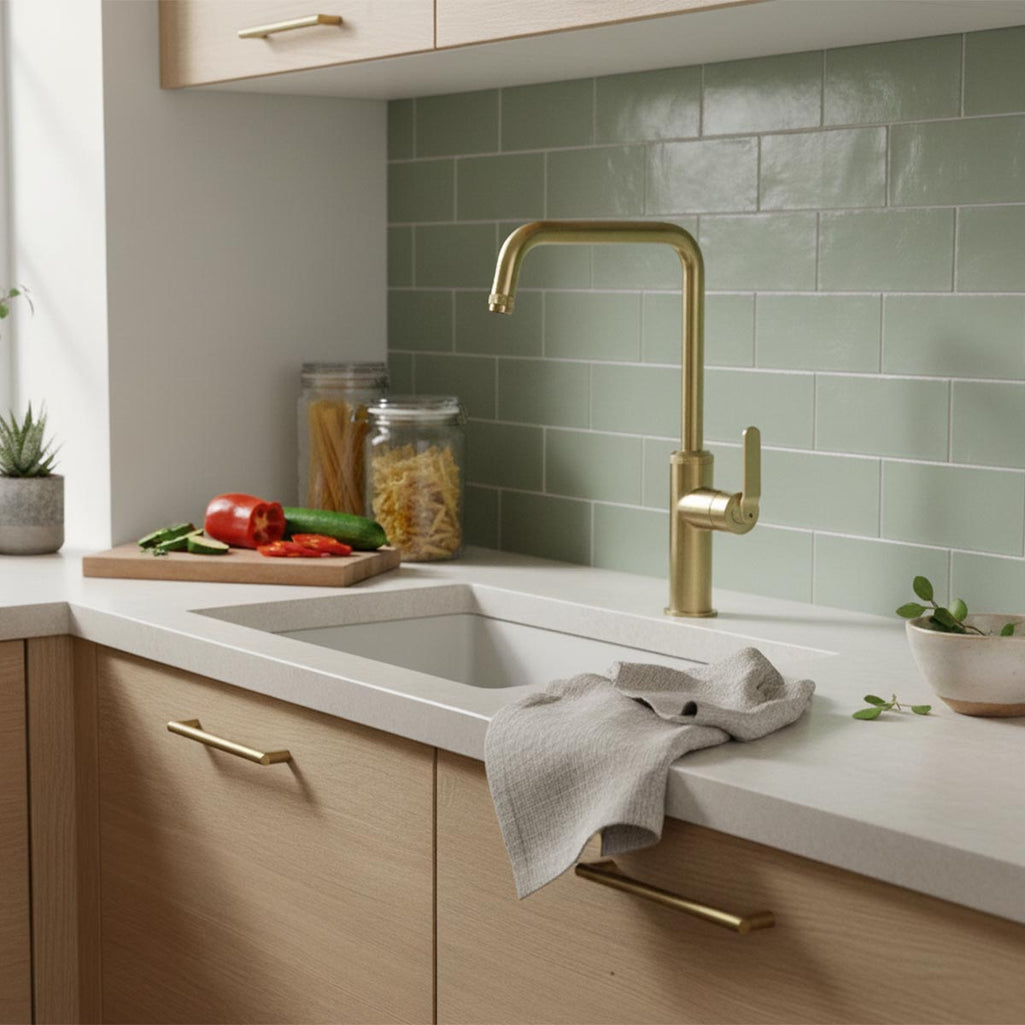 brushed brass kitchen taps