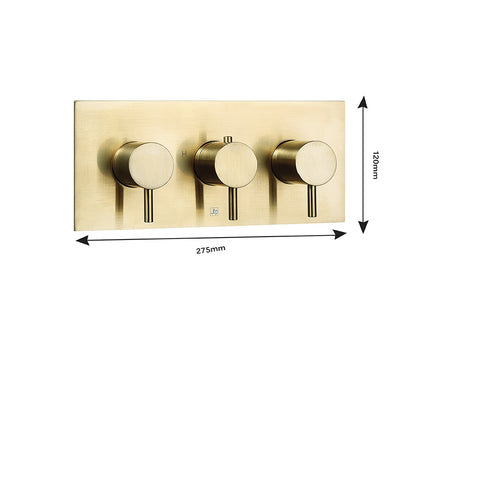 gold thermostatic 3 outlet shower valve