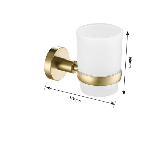 Gold 300mm Towel Rail, Douche Kit, Wall Toilet Paper & Brush Holder, Tumbler in Brass"