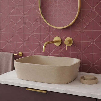 gold 2 hole basin mixer tap wall mounted  Main image