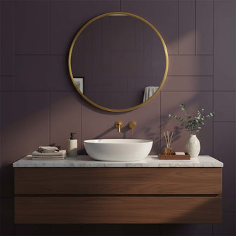 round gold bathroom mirror Main image