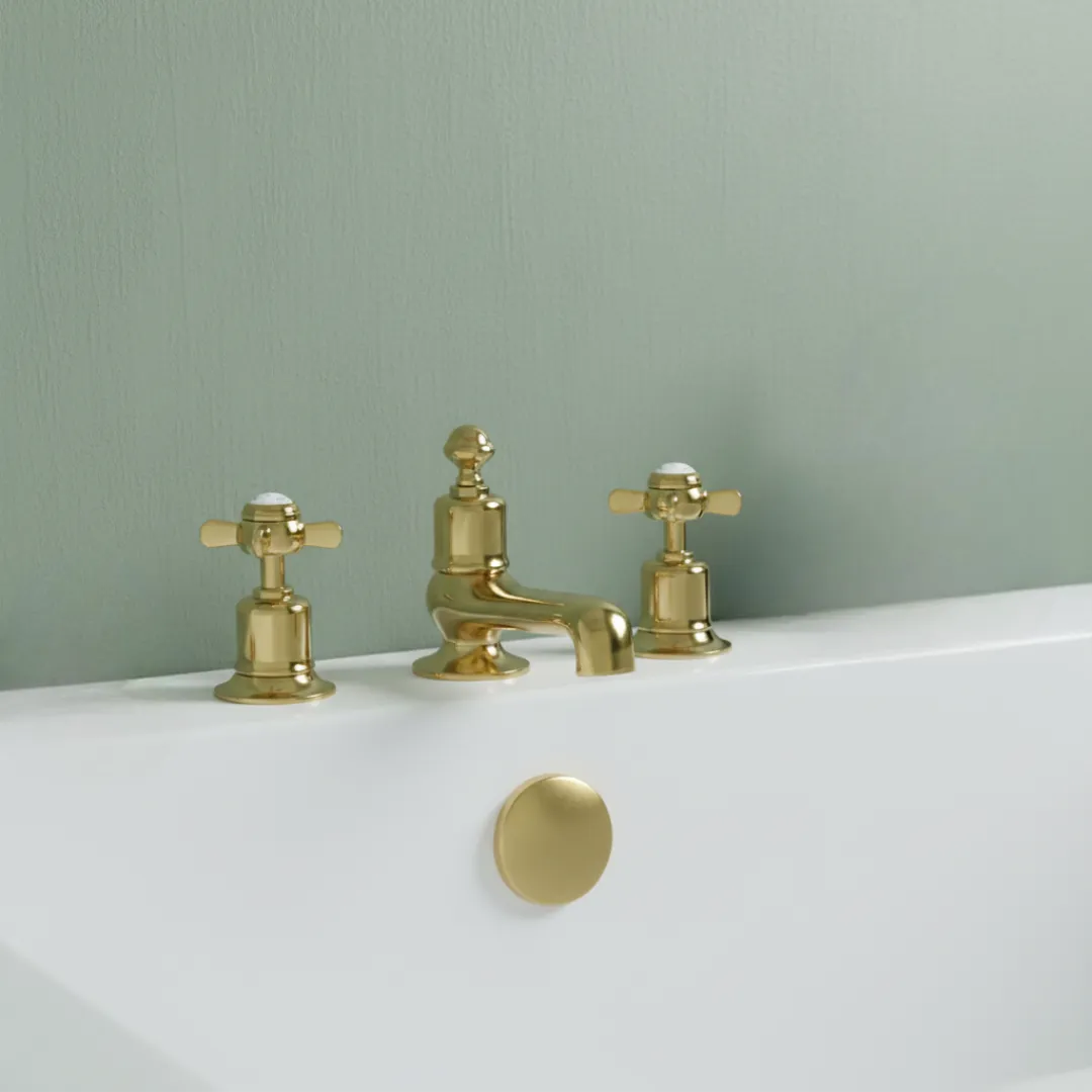 3-Hole Deck-Mounted Pinch Crosshead Bath Filler Mixer Tap Main image