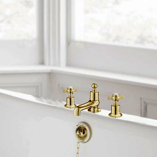 gold deck mounted bath filler tap 500