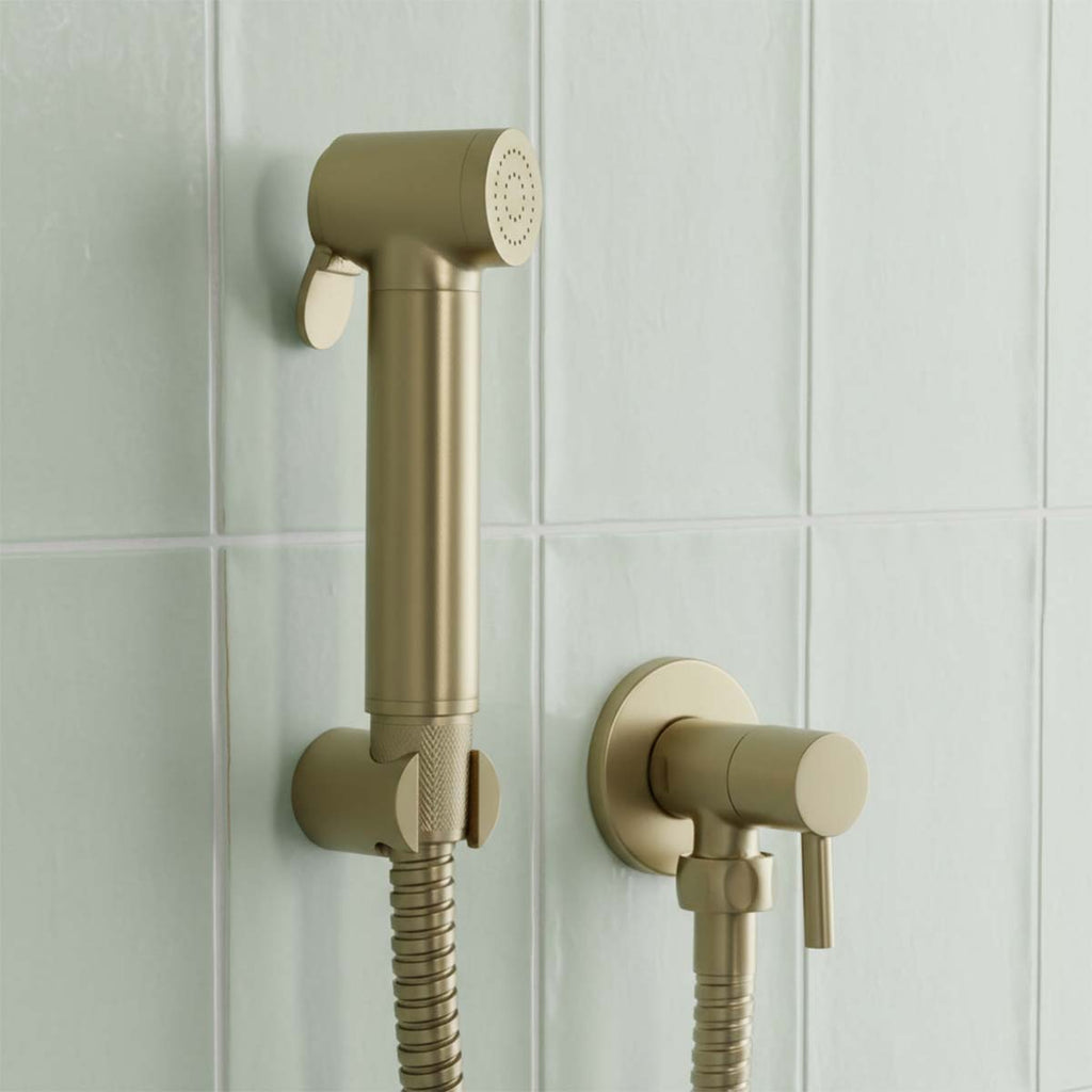 brushed brass douche shower kit 