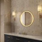 gold illuminated bathroom mirror